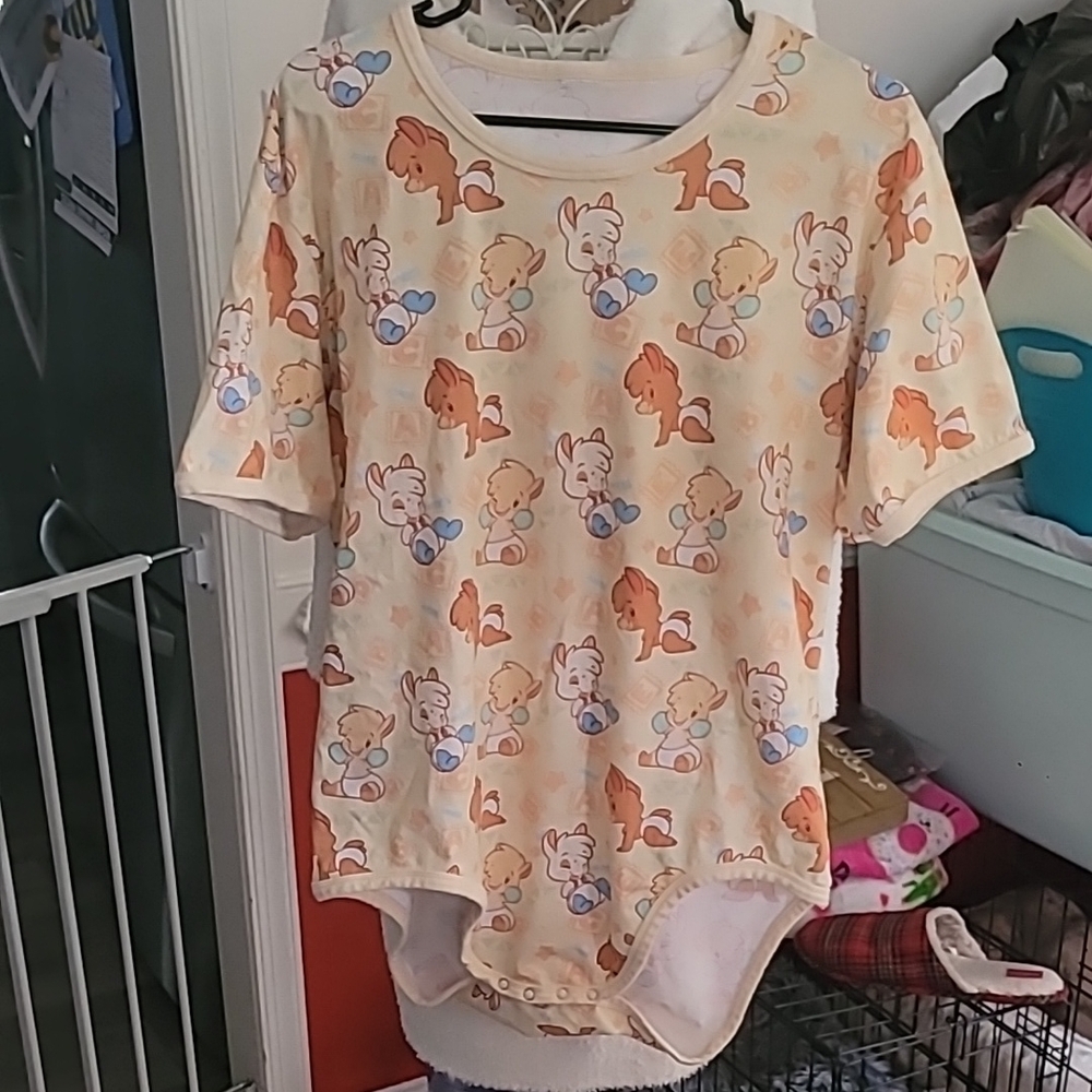 Adult Cute Cartoon Print Onesie 24 Inches Pit To Pit (Appx 1x/2x)